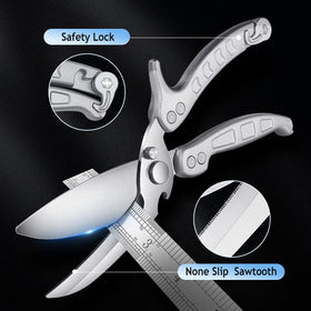 DRAGON RIOT heavy duty shears shown as dishwasher safe for easy cleaning.