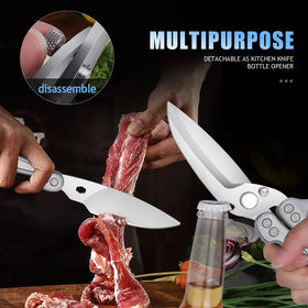 DRAGON RIOT poultry shears with locking mechanism for safe storage after use.