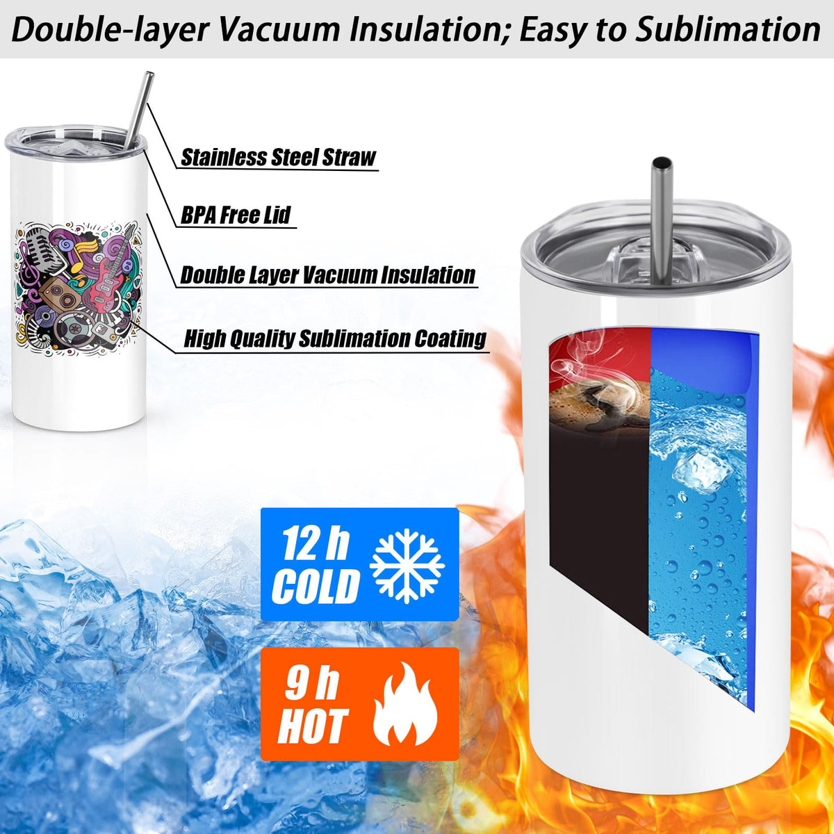 Draheri sublimation kit accessories include shrink film, straws, brushes, and non-slip bases