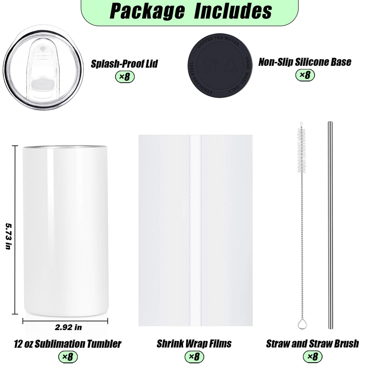 Draheri tumbler with straw and brush kit enabling easy on-the-go customization