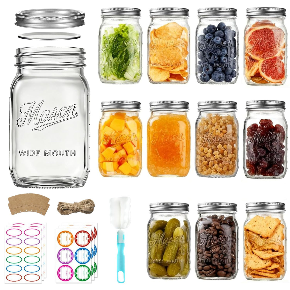 Dralaw 32 oz mason jars in a 12 pack for durable canning and storage