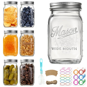 Dralaw 32oz mason jar set with wide mouth for easy canning and storage