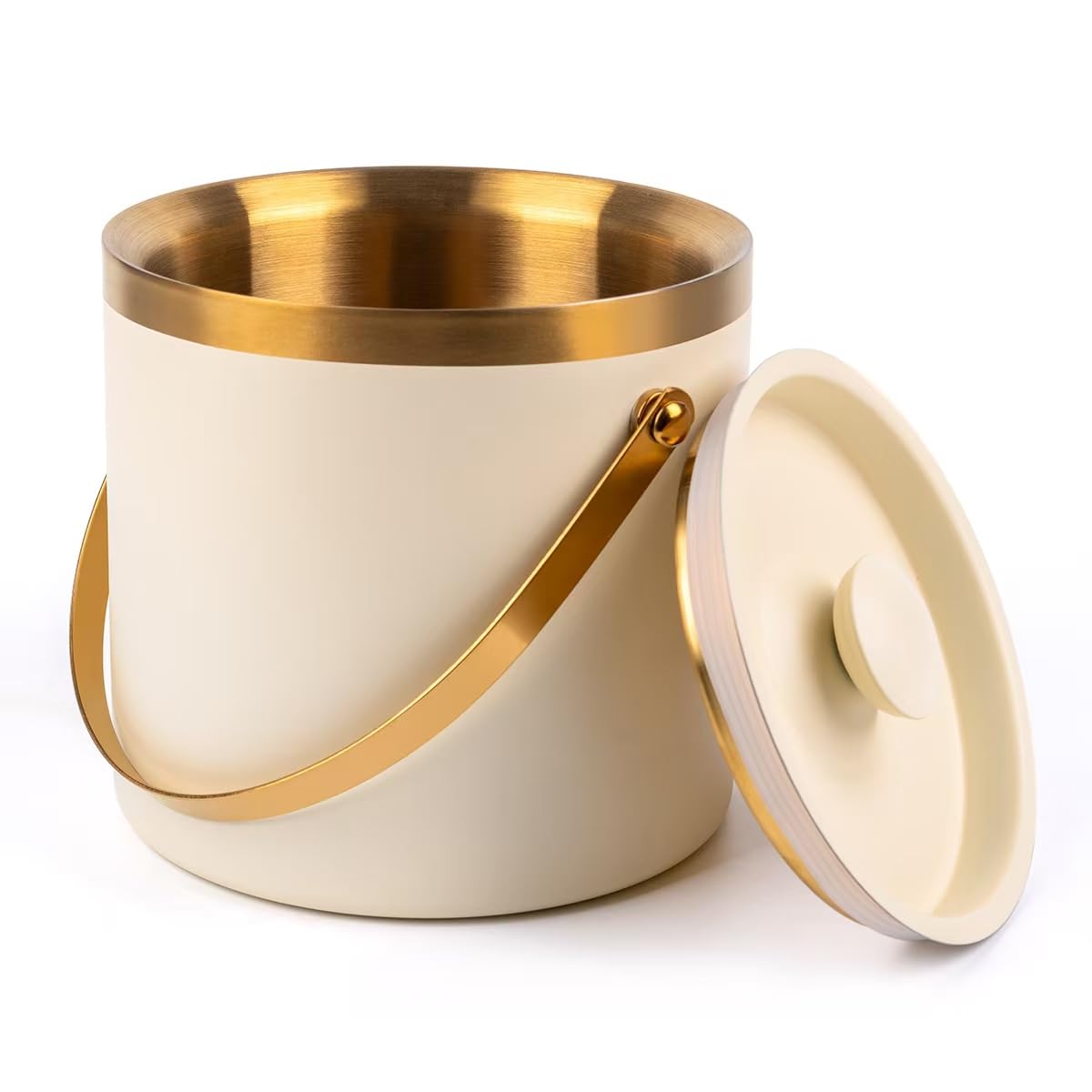 DRAMNYO 3L beige-white ice bucket on party table keeps ice cold