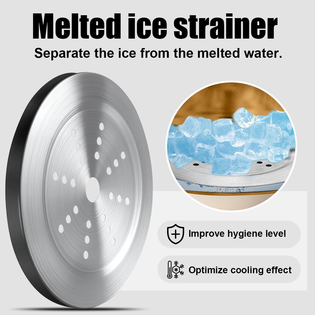 Ice drain and scoop simplify ice handling during events