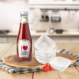 DRAONGYE porcelain condiment bowls safe for microwave reheats.