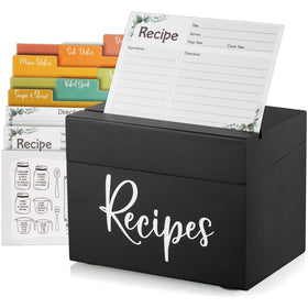 DRASTAR black recipe box front view showing organized storage
