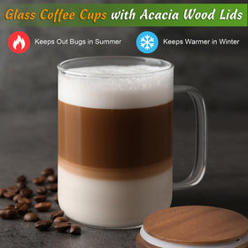 DRASTAR flat-bottom glass mug provides stable placement on any surface.