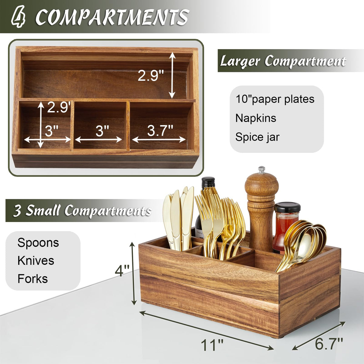 DRASTAR large silverware holder on a dining table for easy access.