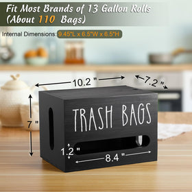 DRASTAR large wooden holder under-sink keeps 13-gallon bags organized.