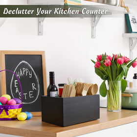 DRASTAR black silverware holder complements modern counters.