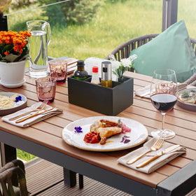 DRASTAR caddy keeps remotes and crafts organized on desks and tables.