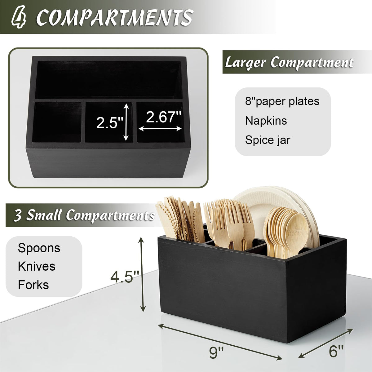 DRASTAR silverware caddy with three slots for spoons, forks, and knives.