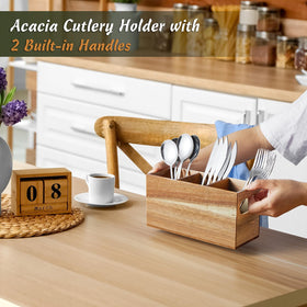 DRASTAR silverware holder with built-in handles for easy transport to outdoor gatherings.