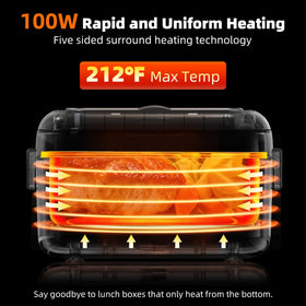 Dravel cordless lunchbox in use, heat ready without a plug.