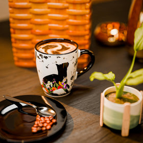 Dream 8 Design 12oz cat mug, perfect for everyday hot beverages.