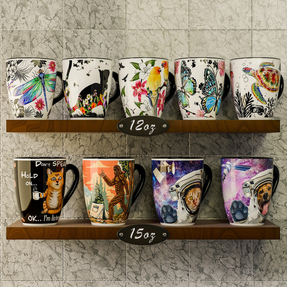Dream 8 Design Christmas gift mug, festive cat design for tea lovers.