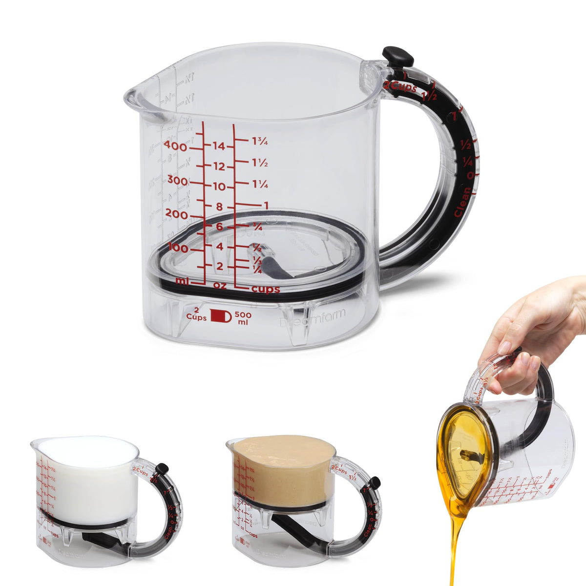 Dreamfarm Big Upcup adjustable base for precise portions and reduced waste.
