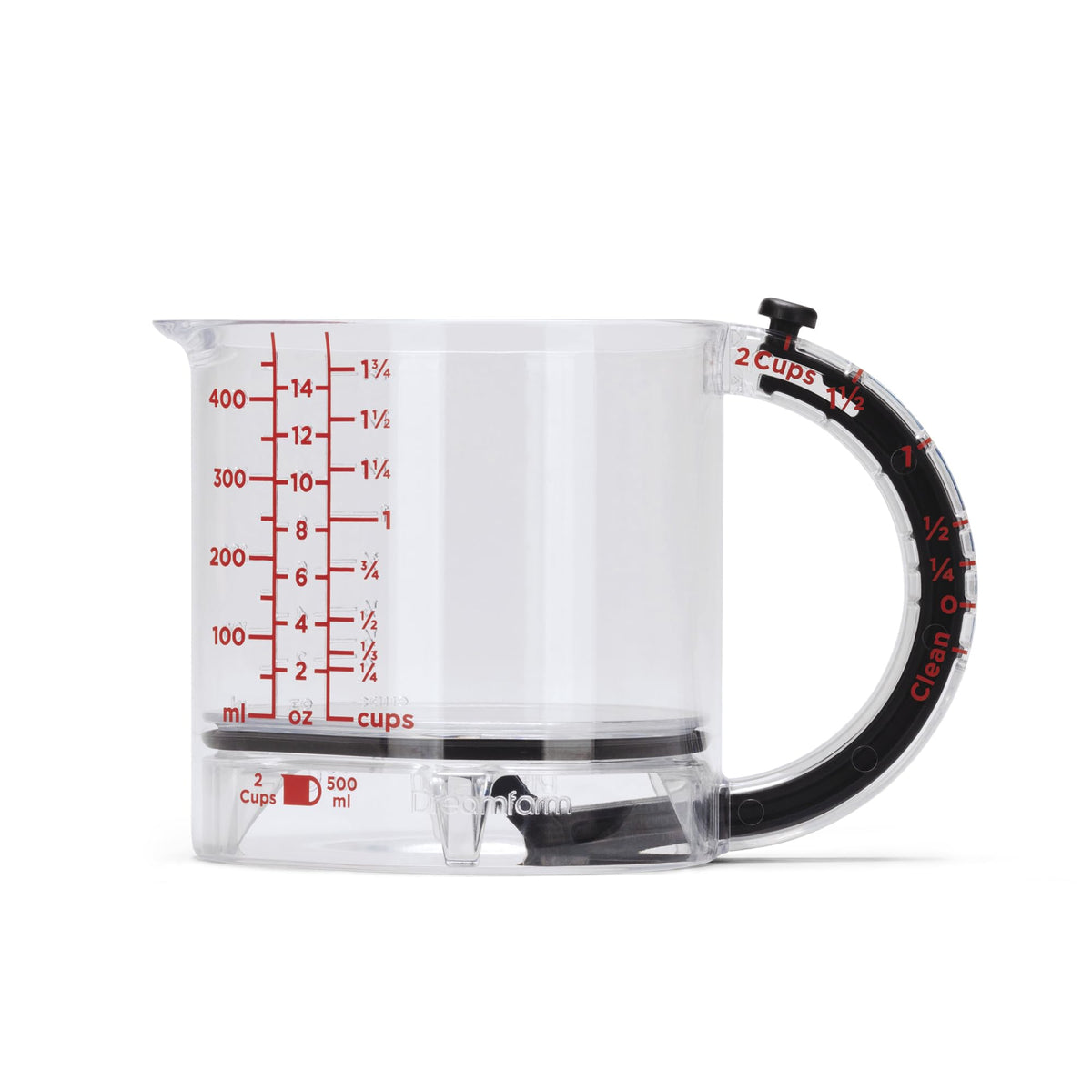 Dreamfarm Big Upcup ergonomic-handle supports comfortable one-handed use.
