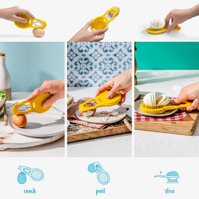 Dreamfarm Eggler stainless-steel slicer yields even egg slices.