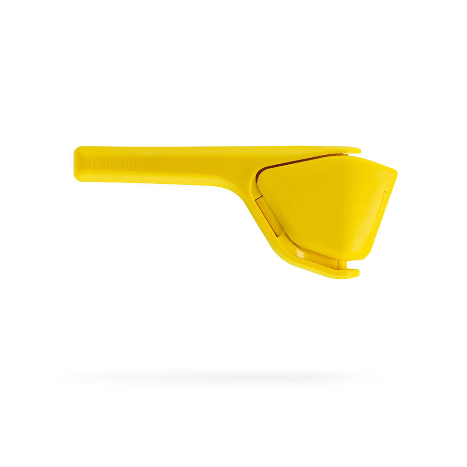 Dreamfarm Original Lemon Fluicer assembled for effortless citrus squeezing and compact storage.