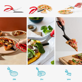 Dreamfarm Scizza non-stick server gliding under slices without scratching