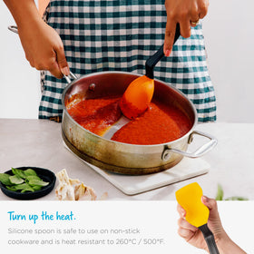 Dreamfarm Supoon 11-inch blue spoon for scraping and serving.