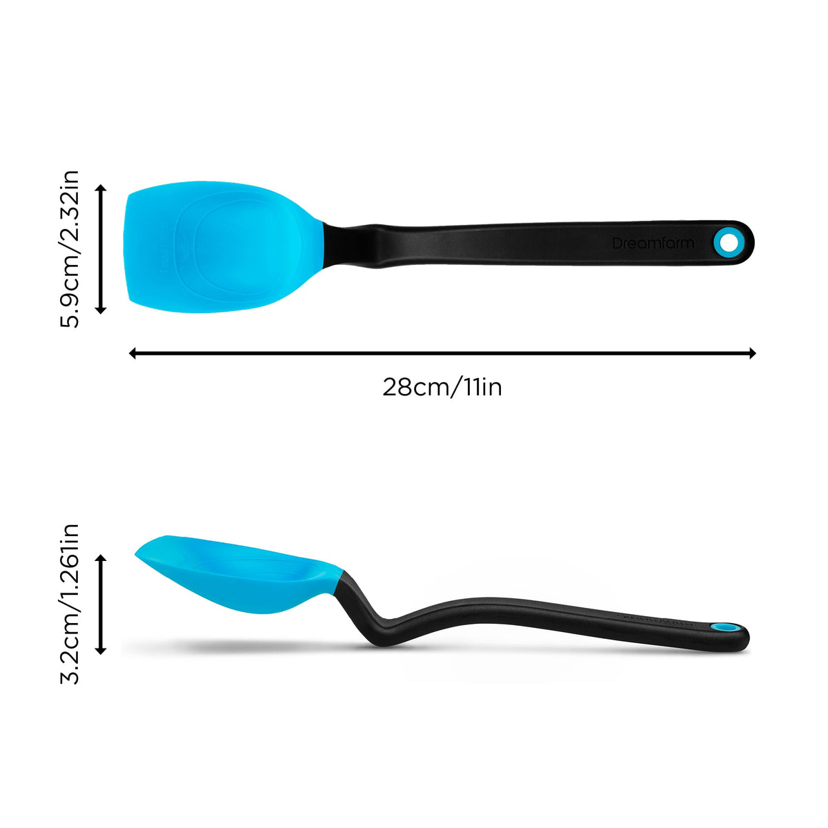 Dreamfarm Supoon flat silicone tip acts as a food squeegee.