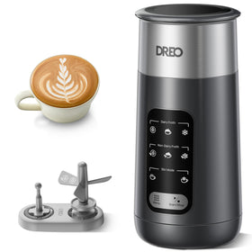 DREO Milk Frother foam detail showing ultrafine microfoam ideal for latte art.