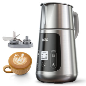DREO milk frother front view showing compact home-friendly design