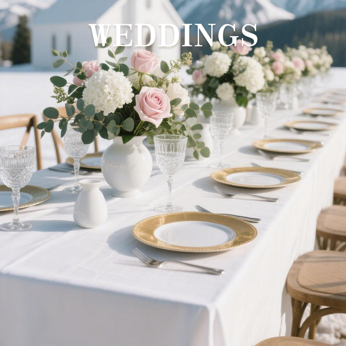 DRESSMAKER bulk 10-pack tablecloths offer economical event supplies.