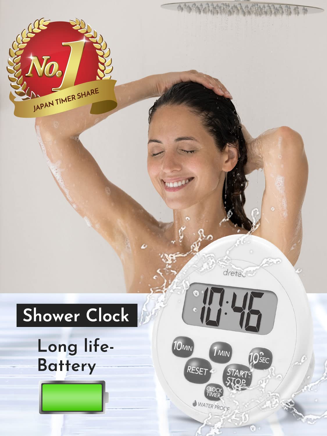 Dretec digital timer shower with magnetic back attached to metal surface for easy placement