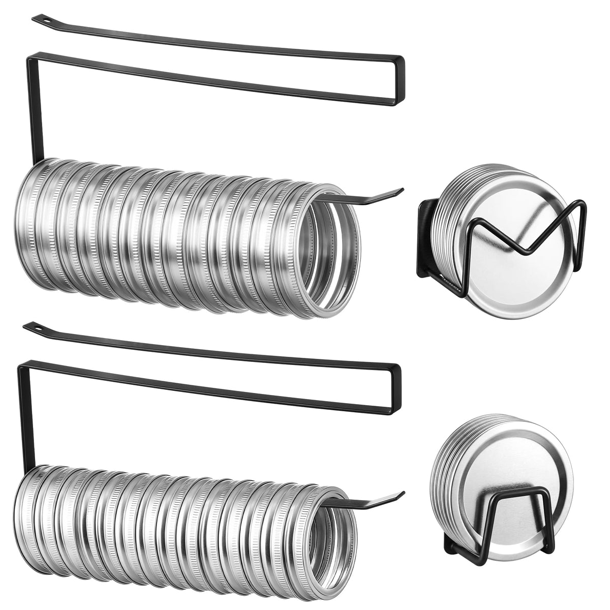 Dreyoo lid organizer for regular and wide-mouth jars with easy access