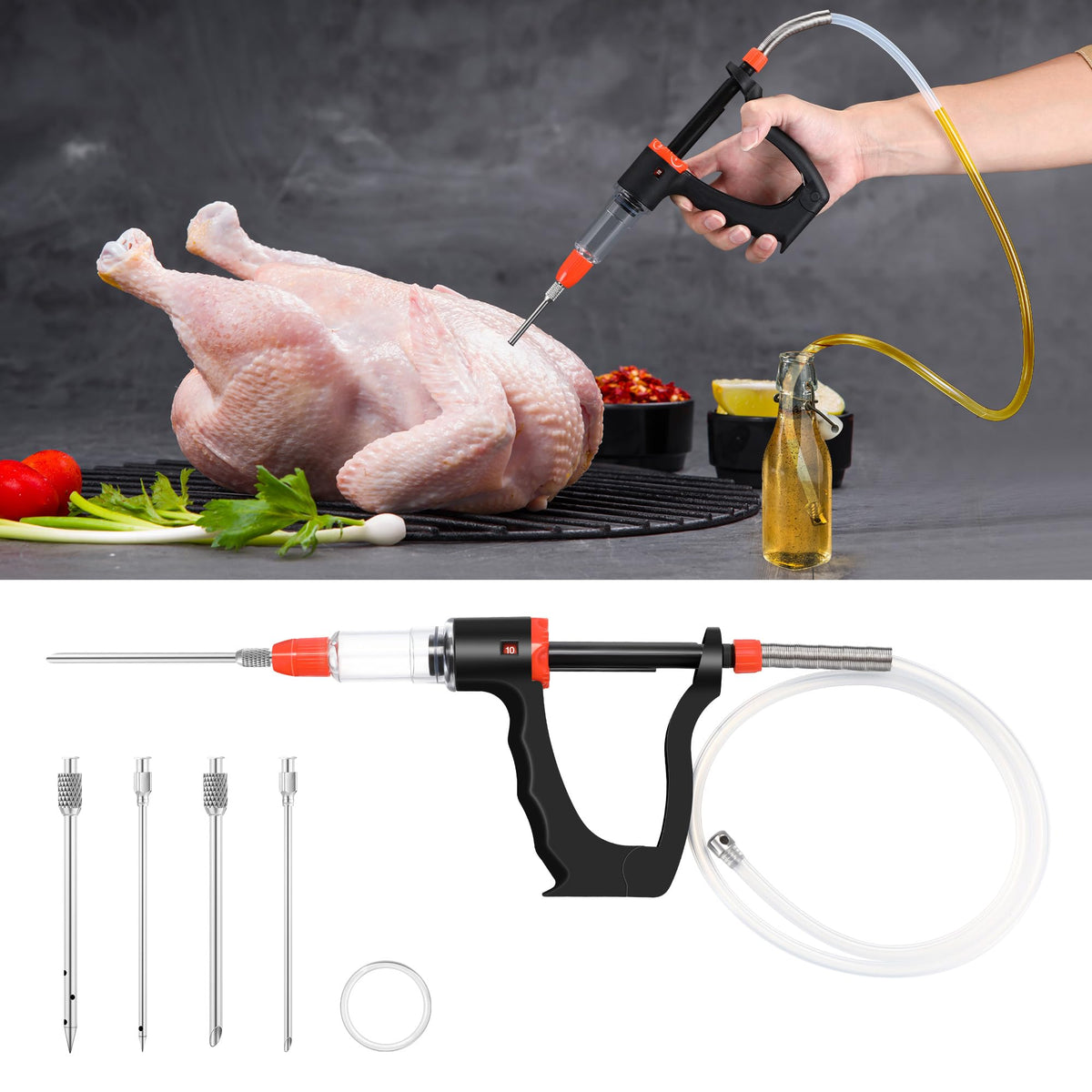Dreyoo Marinade Injector Syringe body for controlled flavor infusion.