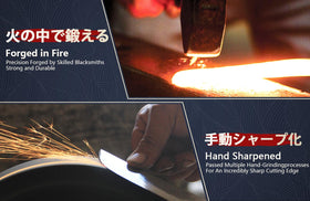 DRGSKL hammered blade texture reduces sticking during slicing.