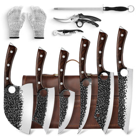 DRGSKL Serbian Chef Knife Set blade assembly enables precise prep.