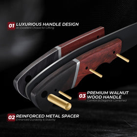 DRGSKL walnut full-tang handle offers comfortable, controlled slicing