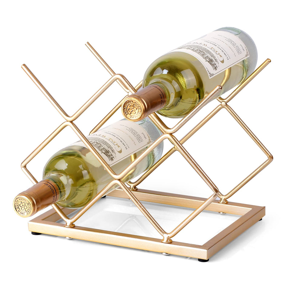 Drincarier countertop wine rack holds five bottles in a space-saving display.