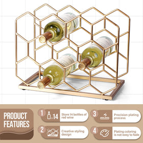 Drincarier gold metal wine rack close-up of finish and detailing
