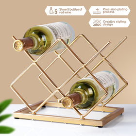 Drincarier iron construction provides lasting stability for five bottles.