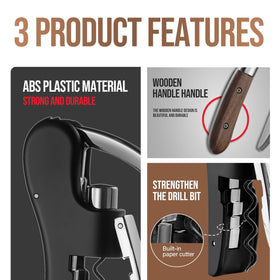 Drincarier nonstick screw minimizes friction for smooth cork extraction.