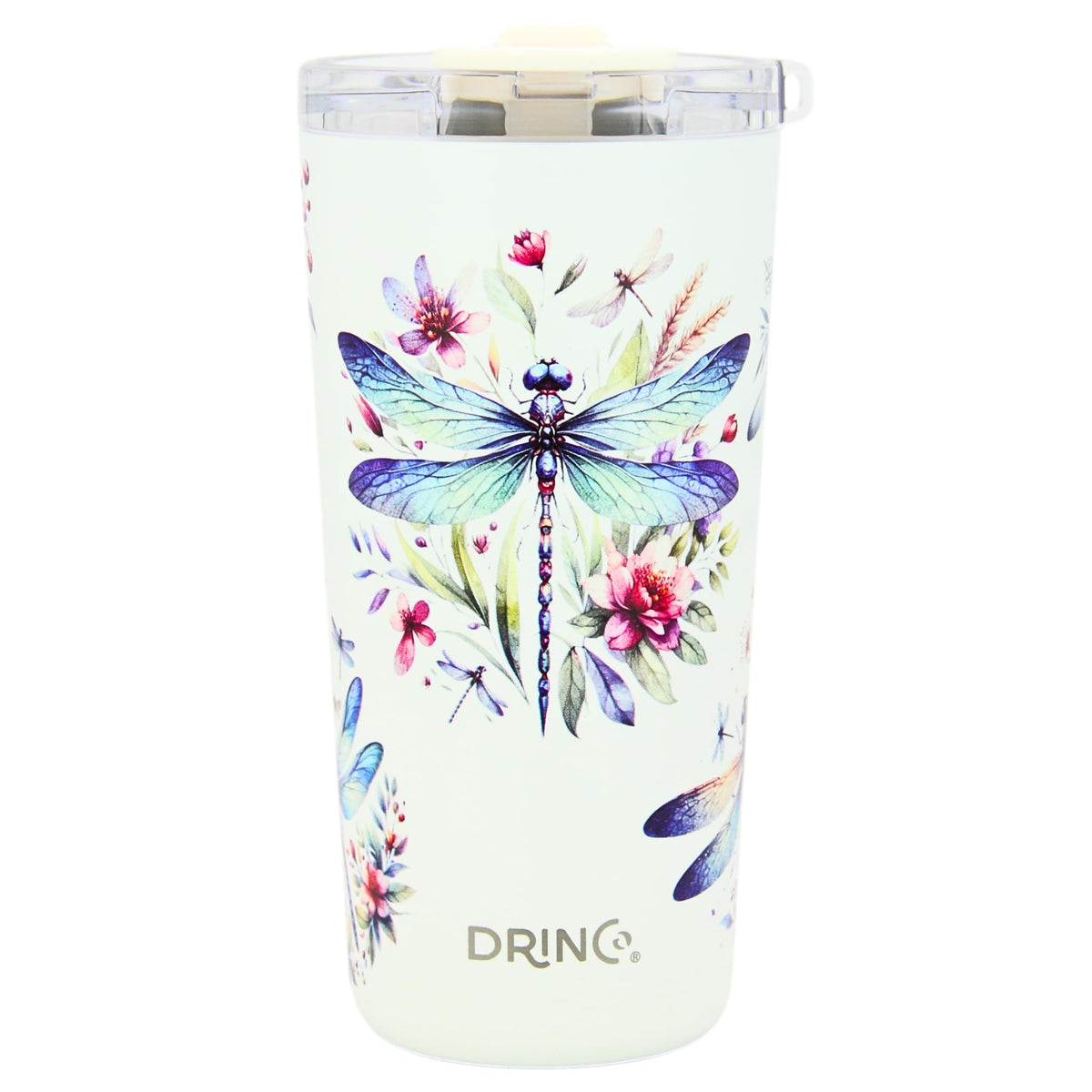 Drinco 20oz Dragonfly front view shows durable stainless steel and powder-coated grip.