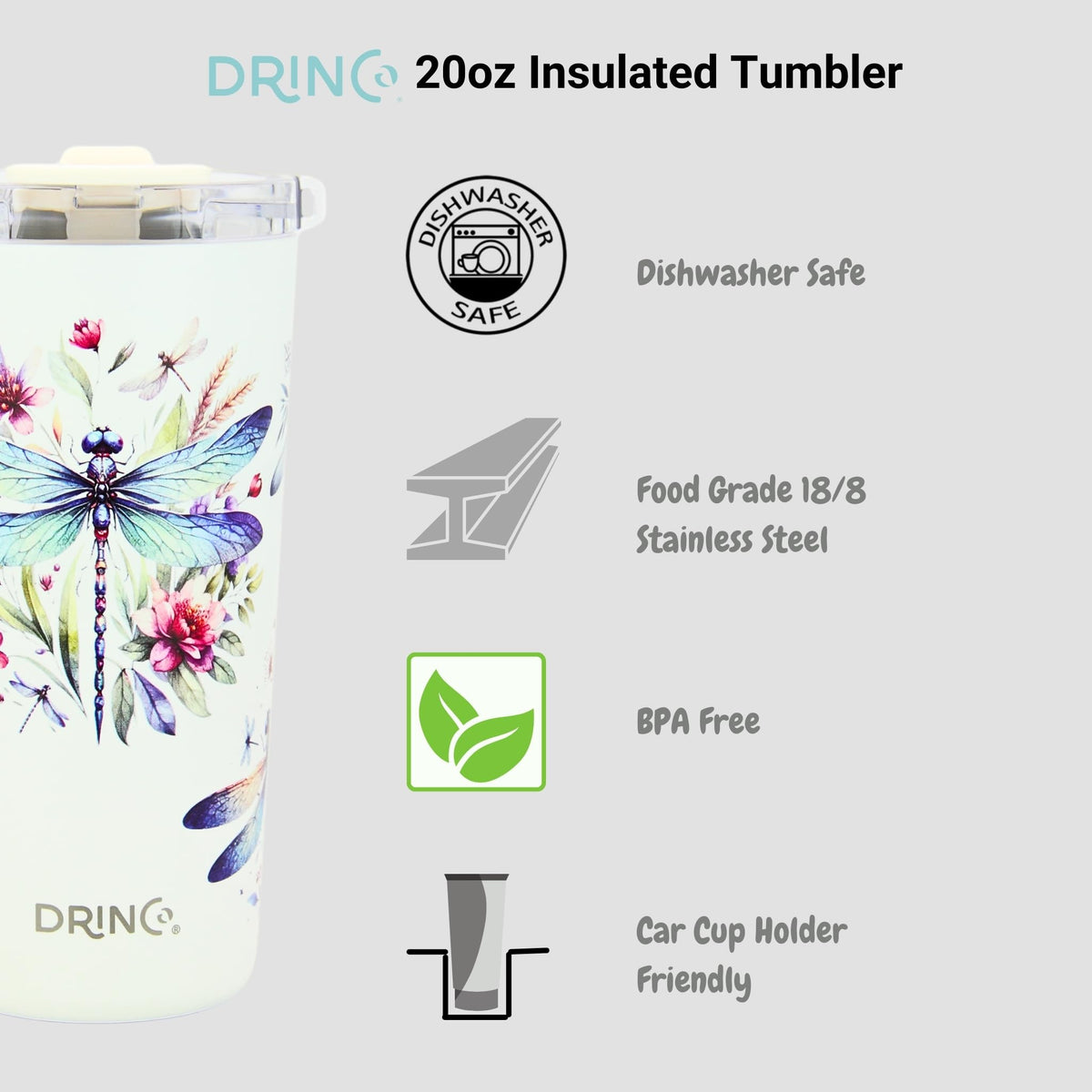 Drinco Dragonfly ergonomic grip aids one-hand carrying during commutes.