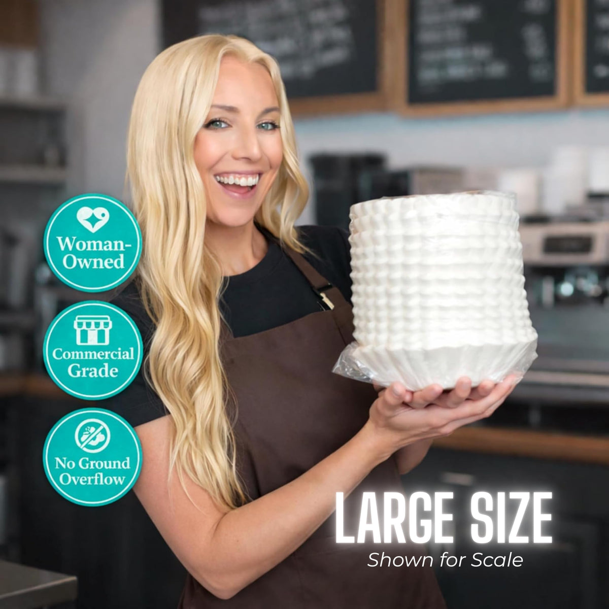 Katy's tall-wall design reduces ground overflow during busy brewing