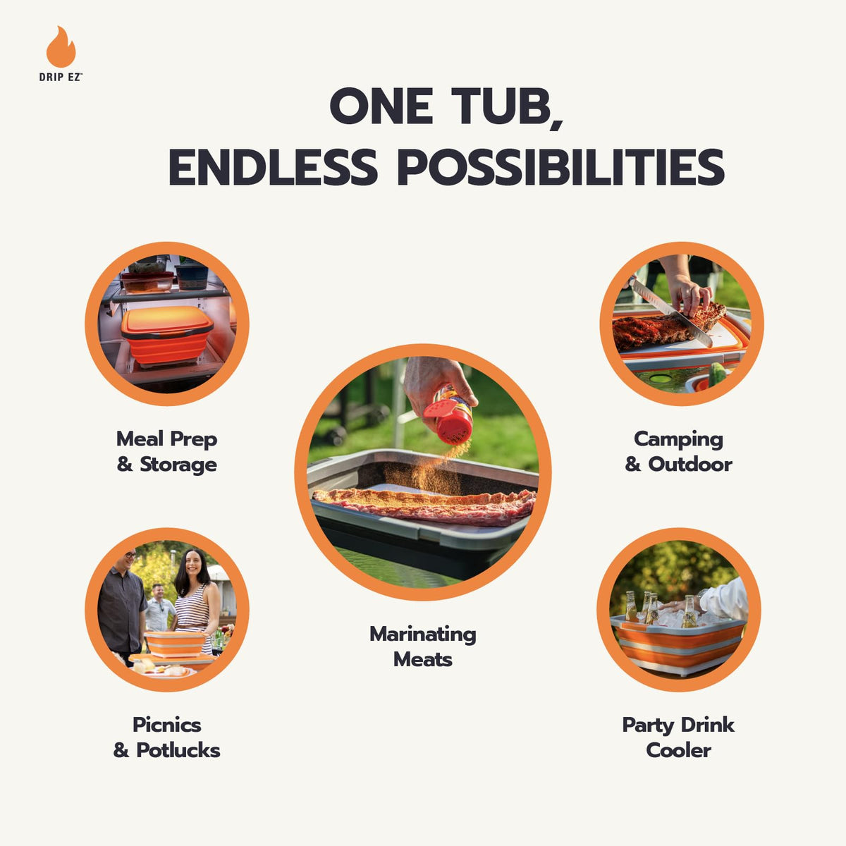 In use marinating setup with Drip EZ tub to minimize mess and spills.