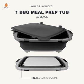 Drip EZ collapsible prep tub with locking lid to secure storage during transport.
