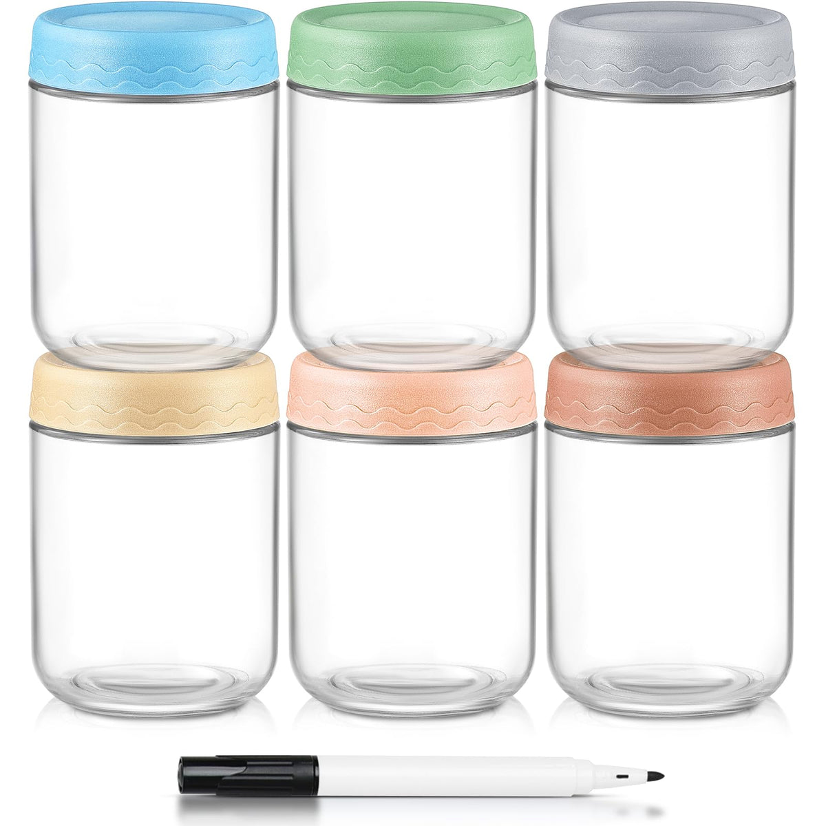 DRKIO 16oz glass jar with airtight lid for fresh storage.