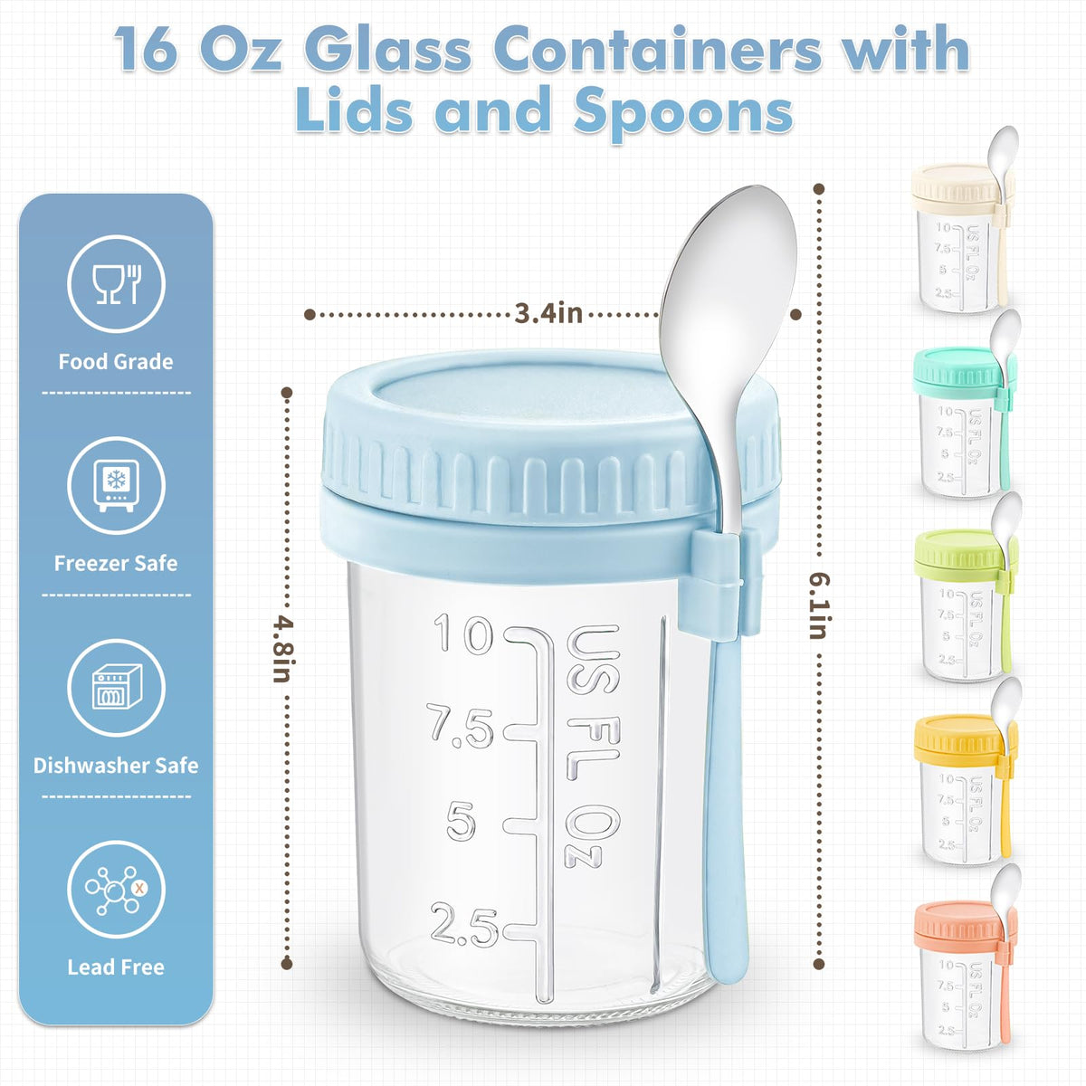 DRKIO wide-mouth glass jar for easy filling and cleaning.