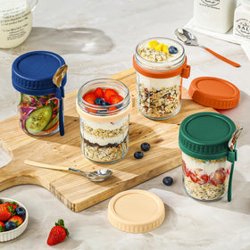 Dishwasher-safe glass jars by DRKIO simplify cleanup after meals.