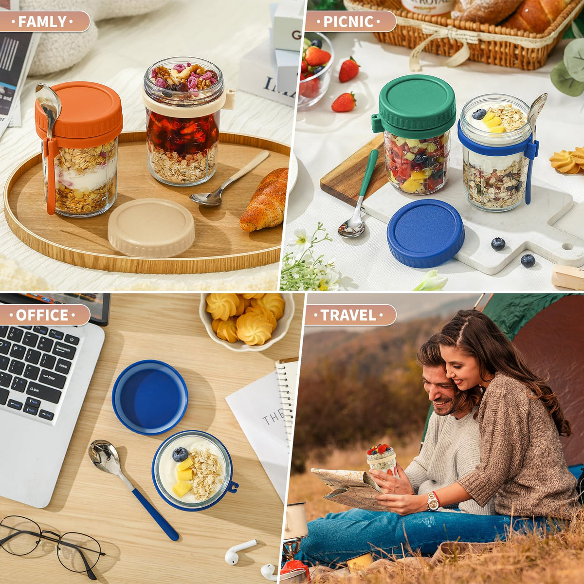 DRKIO eco-friendly jars with BPA-free lids and silicone rings.