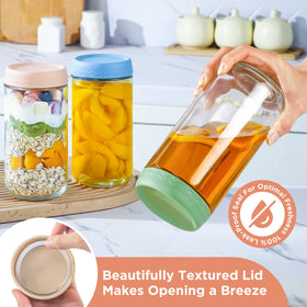 DRKIO fridge-ready jar with labeling area for organized meal prep.